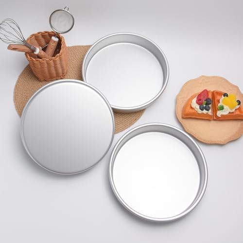 6 x 2 Inch Heart Shaped Cake Pans Set of 2, Aluminum Heart Cake Tin, Baking Cake Pan for Wedding, Party, Family Occasions, Chocolate, Bread. (Round, 9×2 Round Cake Pan, Set of 3)