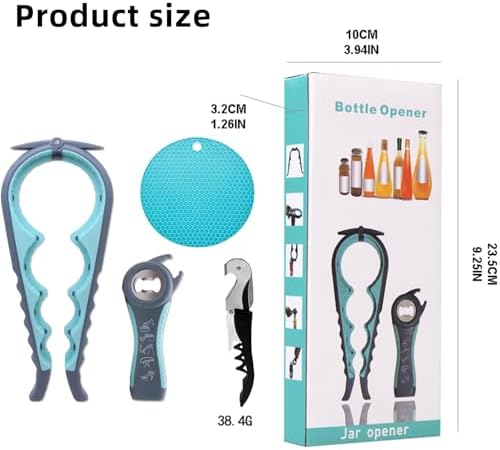 Bottle Opener for Arthritic Hand,Jar Opener for Old People, Children, Women, Those with Weak Hands,Multifunctional Kitchen Gadgets (04-Blue)