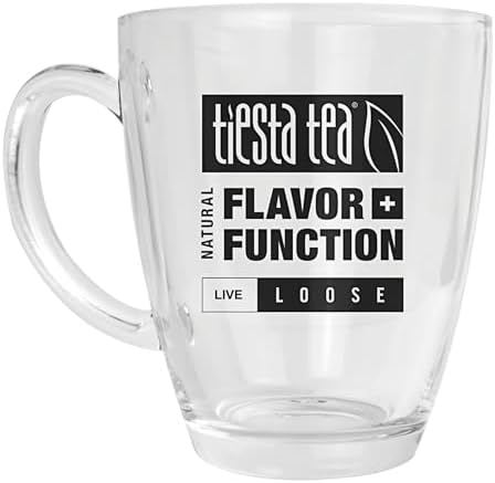 Tiesta Tea 12.5 Oz Clear Glass Mug with Handle, Microwave & Dishwasher Safe