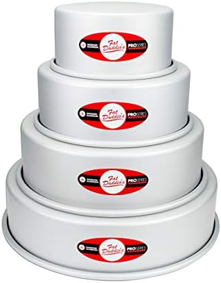 Fat Daddio's Anodized Aluminum 4-Tiered Even Round Cake Pan Set, 3 Inch Depth