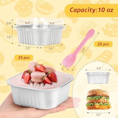 LNYZQUS 10oz Mini Cake Pans with Lids, Small Cinnamon Roll Containers