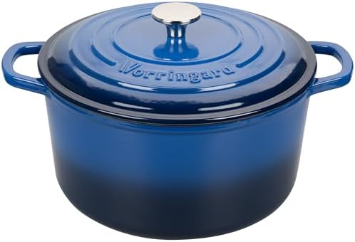 VORRINGARD Enameled Cast Iron Dutch Oven Pot with Lid, for Sourdough Bread Baking, Round Dutch Ovens, 4.5 Quart, Blue