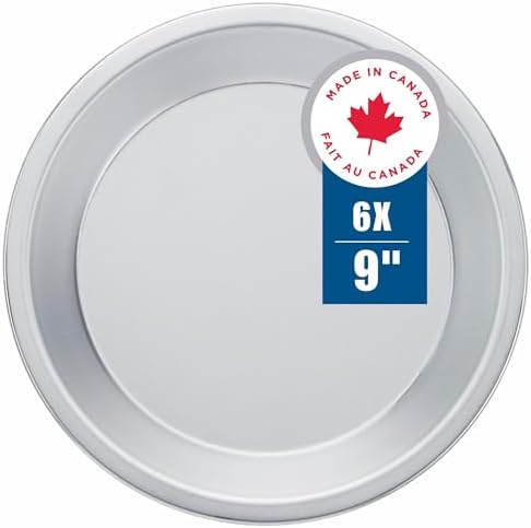 Norjac 9 Inch Pie Pan, 6 Pack, 1.25 Inch Deep, Round Aluminum Baking Pans for Oven, Rust-Free, Durable, Made in Canada