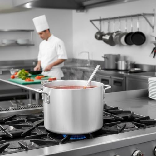 TrueCraftware- 16 qt. Aluminum Stock Pot with Riveted Handles 4mm Thickness- Multipurpose Pot Cookware Large Stockpot Stew For Cooking Simmering Soup Seafood Stock Home Kitchen Restaurant