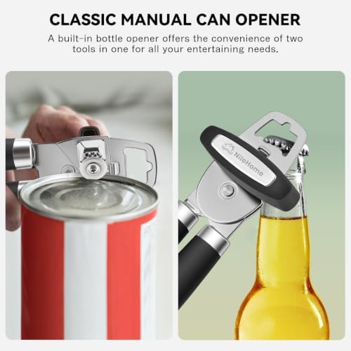 NileHome Smooth Edge Manual Can Opener, Sharp Steel Wheel Senior Friendly