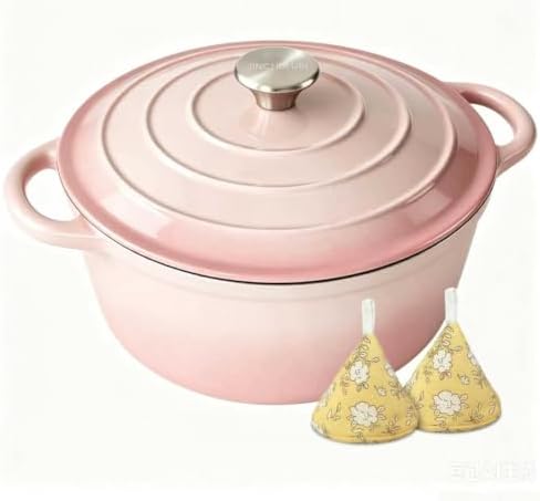5 Qt Enameled Cast Iron Dutch Oven with Lid, Pink