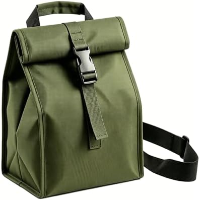 ZM-YOUTOO Insulated Foldable Lunch Bag- Lightweight Portable with Adjustable Shoulder Strap Lunch Box for Men, Women, Office, Work, Picnic, Hiking and Beach (Green(Soft Fabric))
