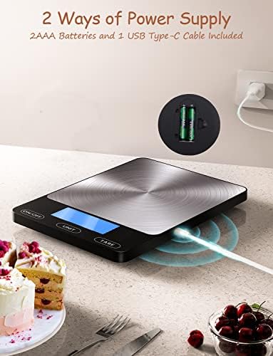 Food Scale -33lb Digital Kitchen Scale for Food Ounces Grams Rechargeable