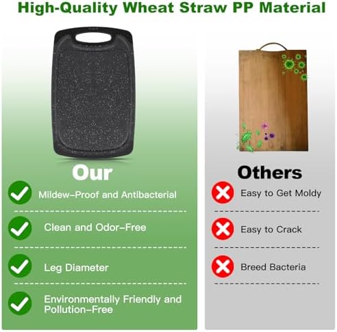 Cutting Boards,15.7"×9.4" Plastic Chopping Board Made From Natural Food Grade Material,BPA Free&Eco,Non Slip&Juice Groove,Dishwasher Safe,Double-Sided Usable,Dark Grey