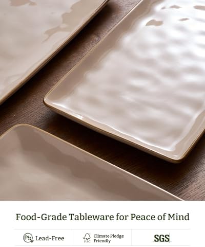 Famiware Serving Platters Set of 3 Sizes - Rectangular, Cinnamon Brown