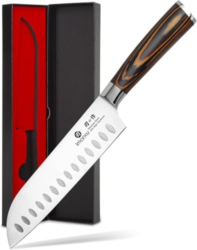 Imarku Santoku Knife 7 Inch Japanese Style Sharp Edge Design Kitchen Knife