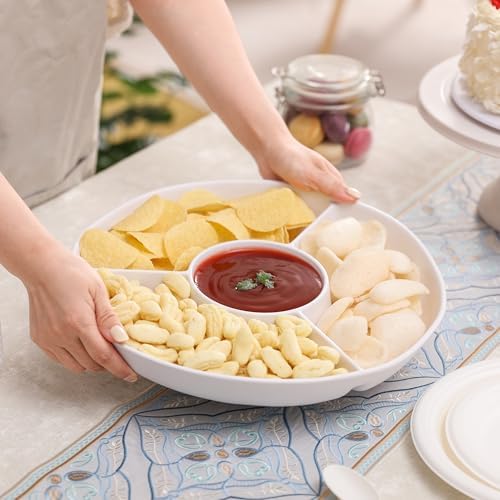 Melamine Chip and Dip Serving platter, 13’’ Serving Tray, Set of 2
