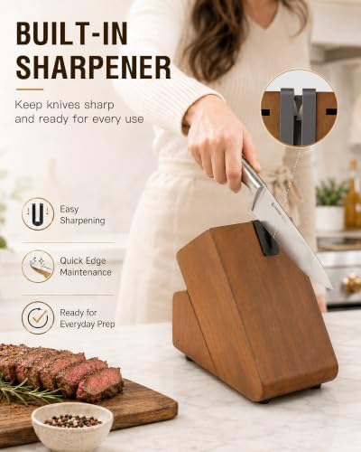 Astercook Knife Set 15 Piece German Steel Kitchen Knife Block Set