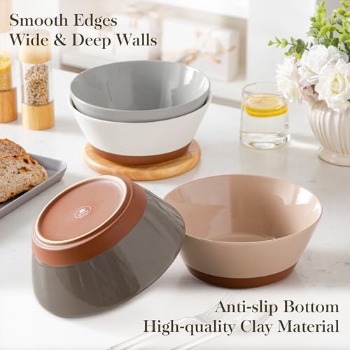 MALACASA Salad Bowls Set of 4, Soup Bowls for Kitchen, 60oz Ceramic Bowl
