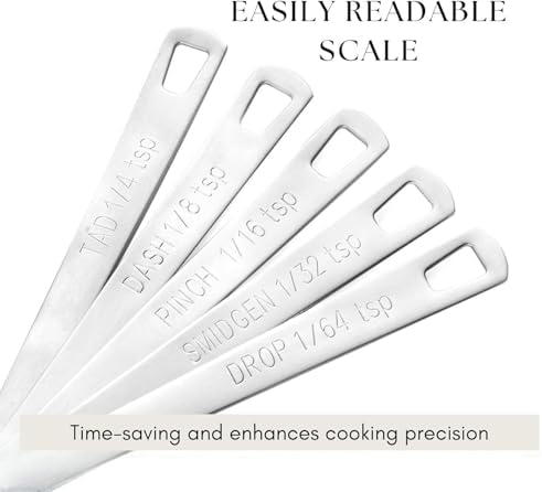 2 Pack Teaspoon Measuring Spoons, 1/4 tsp, 1/8 tsp, 1/16 tsp, 1/32 tsp, 1/64 tsp Mini Measuring Spoons Set, Stainless Steel Cooking Baking Tiny Measuring Spoon for Powders, Spices, Salt