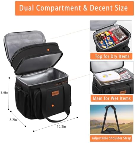 GLENKEY Expandable Lunch Box Insulated Leakproof Cooler Bag Work Outdoor