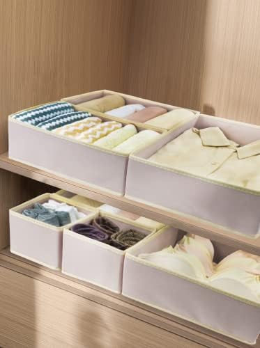 Fordonral 12 Pack Drawer Organizer Clothes, Foldable Fabric Dresser Organizer Closet Organizers and Storage Box for Underwear,Folded Clothes,Baby Clothing,Socks,Bra,Towels,Ties(12 Pack,Pink)