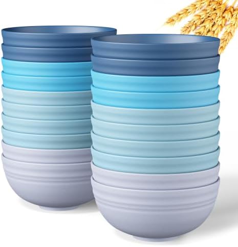 Quatish 20 PCS Cereal Bowls, Plastic Bowls, Small Snack Soup Kitchen Bowl