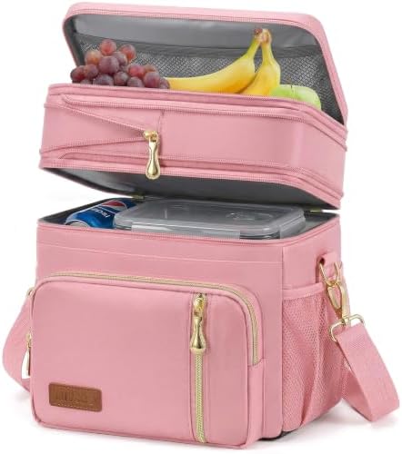 MIYCOO Lunch Bag for Women & Men, Expandable Double Deck Lunch Box, 15L