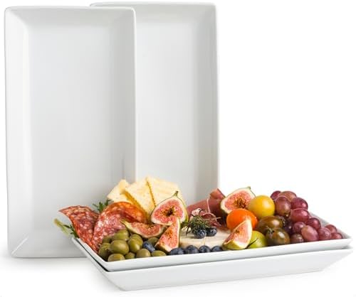 YHOSSEUN Porcelain Serving Platters and Trays, 12 In White Serving Plates
