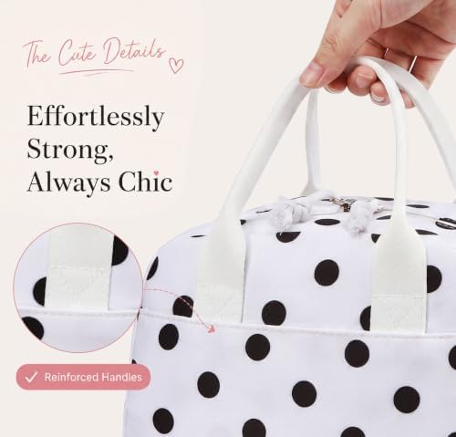 LOVELYWIND Lunch Box for Women, Polka Dot Lunch Bag, Insulated Lunch Tote