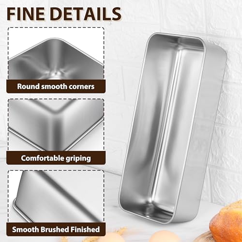 P&P CHEF Bread Loaf Pan, Stainless Steel Large Loaf Pans for Baking, 4Pcs