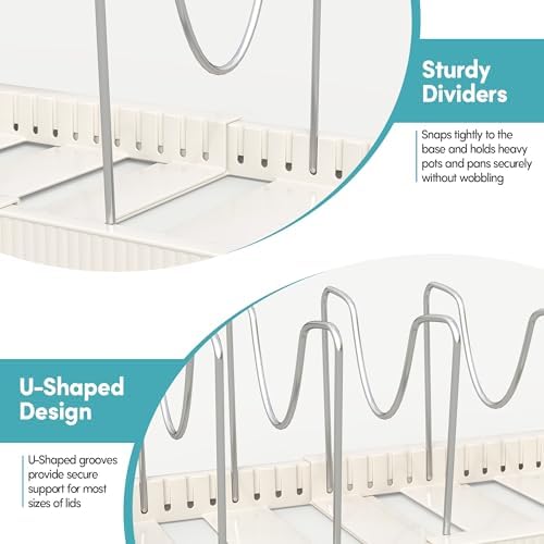 Expandable Pan Organizers Inside Cabinet with 12 Dividers White