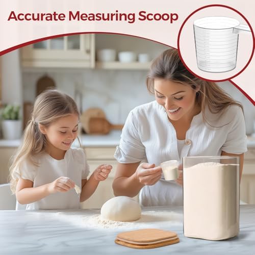 Glass Flour Containers with Bamboo Lids 1.6/4.6 Qt 2 Pack