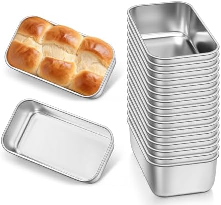 Leonyo 6.3x3.5IN Stainless Steel Mini Loaf Pans for Baking Bread, 18 Pack