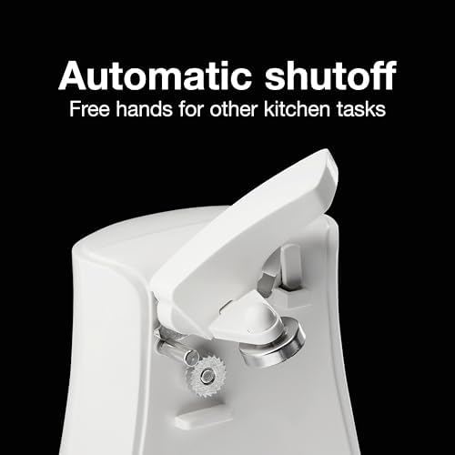 Proctor Silex Power Electric Automatic Can Opener for Kitchen with Knife Sharpener, Twist-off Easy-Clean Lever, Cord Storage, White (75224PS)