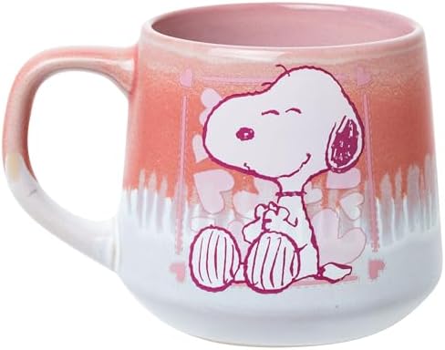Silver Buffalo Peanuts Snoopy Hearts Love, Reactive Glaze Pottery Mug, 18oz