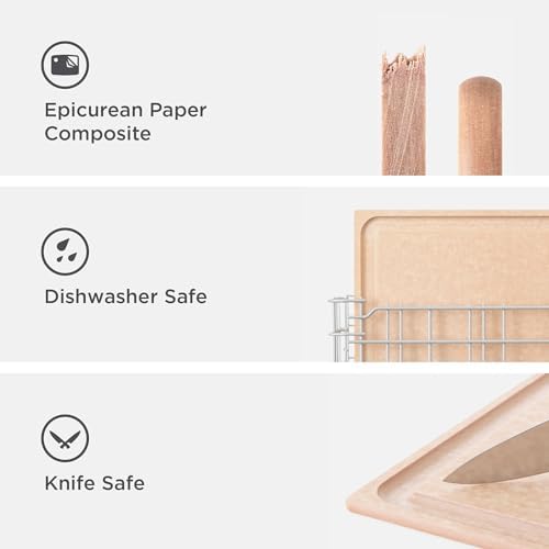 Epicurean BBQ Board 19.5" x 15" Cutting Board with Deep Juice Groove - Dishwasher Safe and Made in the USA, Natural