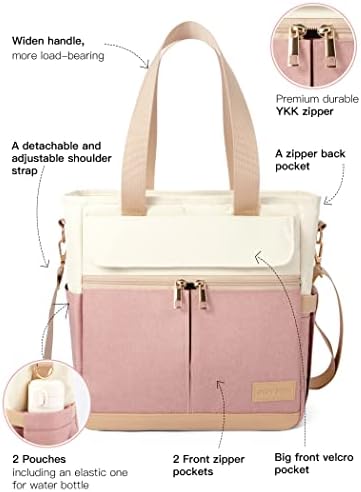 JOYHILL Lunch Bag for Women, Lunch Tote Leakproof Insulated Lunch Box with Shoulder Strap, Adult Reusable Lunch Cooler Tote Bags for Work Picnic Camping Beach (A-PINK)