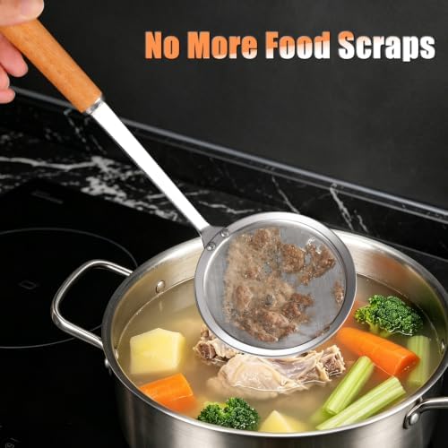 Ninsula 2PCS Fine Mesh Stainless Steel Colander Spoon, Hot Pot Fat Skimmer Spoon, Multi-functional Fine Mesh Food Strainer for Skimming Grease and Foam