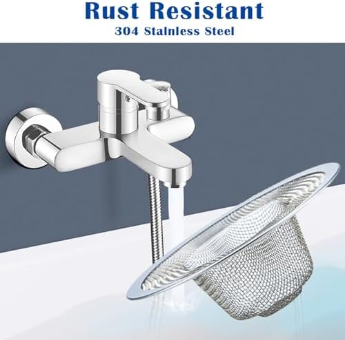 2.75" Top / 1" Kitchen Sink Drain Strainer, 2PCS Stainless Steel Filter Trap, Mesh Shower Drain Hair Catcher for Bathroom, Laundry, Utility, RV, Slop Sinks, Fast Flow Full Mesh Drain Covers Basket