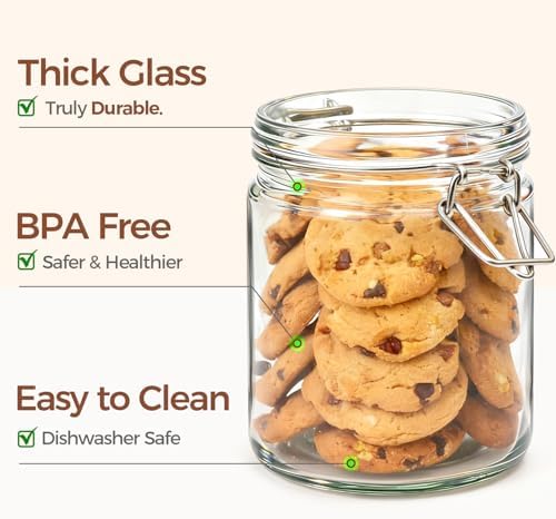ComSaf 25 oz Glass Jars with Airtight Lids 6 Pack Pantry Coffee Canisters