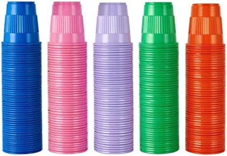 Lilymicky 500 Pack 3 oz Plastic Cups in 5 colors, Great for Bathroom Cups