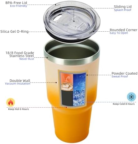 BJPKPK 30 oz Tumbler with Lid and Straw, Insulated Stainless Steel Cup