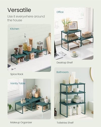 SONGMICS Cabinet Organizer Shelf, Set of 3 Spice Rack, Kitchen Storage