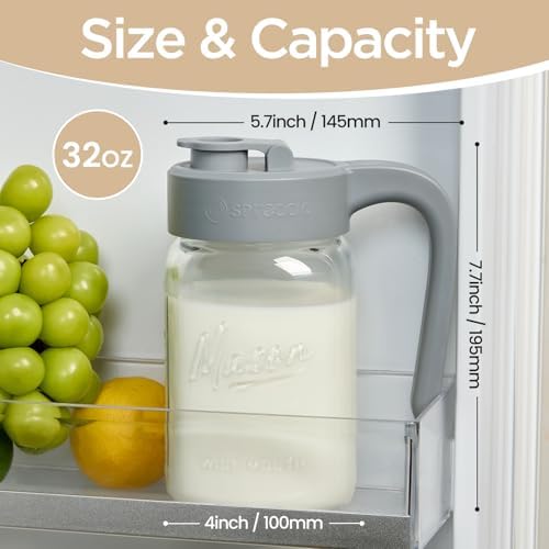 Mason Jar Pitcher, 2 pcs 32 oz (1 quart), Glass Pitcher with Lid