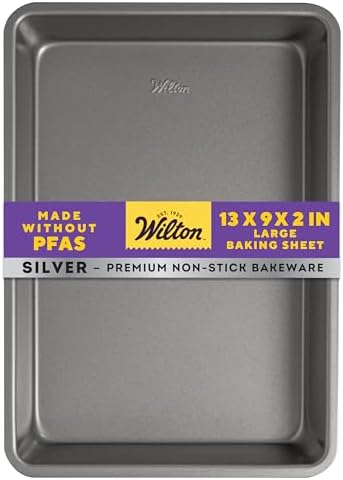 Wilton Silver Non-Stick Oblong Cake Pan, Made Without PFAS, 13 X 9 X 2 IN (Pack of 6)