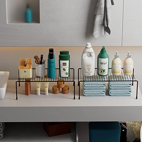 Cabinet Storage Shelf Rack Set of 6, Medium (13 x 9.4 inch) Rustproof Metal Wire Kitchen Cabinet Organizer and Storage, Cupboard Spice Shelf Rack for Plate, Dish, Counter & Pantry Organization