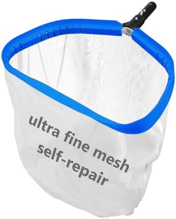 TidyMister 17.5'' Ultra Fine Mesh Pool Skimmer Net Rake for Sand Silt Pollen Debris - Super Extra Fine Nylon Cleaning Pool Net for Above Ground & In-ground Swimming Pools