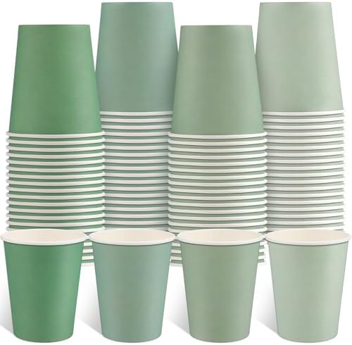 NatNarr 100 Pack Gradient Sage Green Paper Cups, 9oz Baby Shower Paper Cup