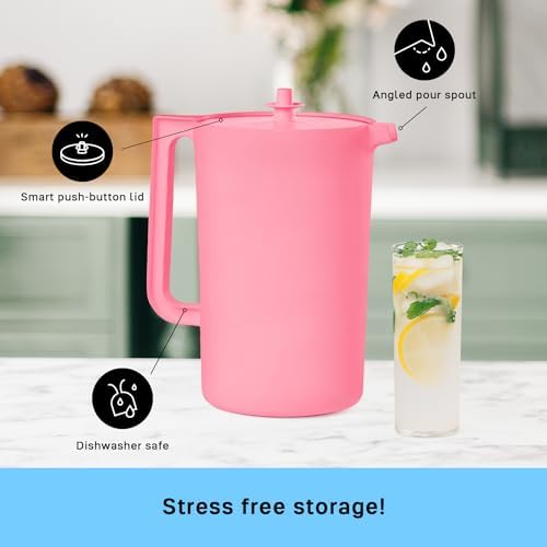 Tupperware Heritage Pink Pitcher (1 Pitcher + 1 Lid) - 1 Gallon
