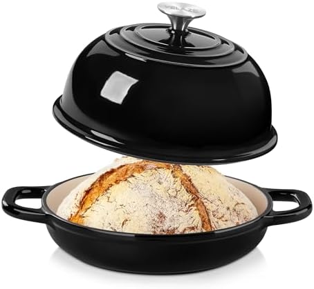 Velaze 5 QT Enameled Cast Iron Dutch Oven for Bread Baking with Dome Lid