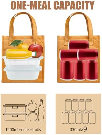 Fmeida Insulated Lunch Bag Women Men, 6.75L Small Lunch Bags with Multiple Pockets, Reusable Thermal Cooler Tote for Work, Office, Picnic, Travel | Hook and Loop Closure, Paper