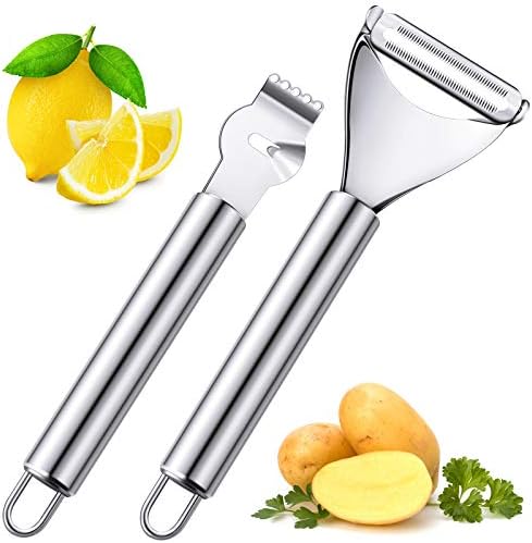 Patelai 2 Pcs Lemon Orange Peeler Stainless Steel Citrus Zester Tool
