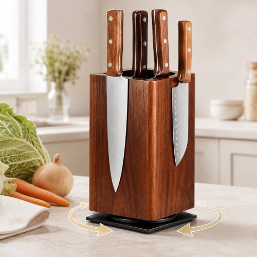 Magnetic Knife Block, 360° Rotating Knife Holder without Knives