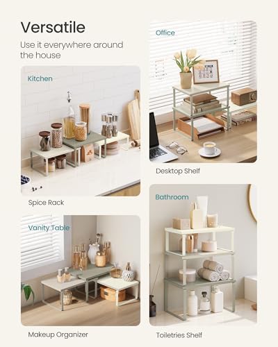 SONGMICS Cabinet Organizer Shelf, Set of 3 Spice Rack, Kitchen Storage